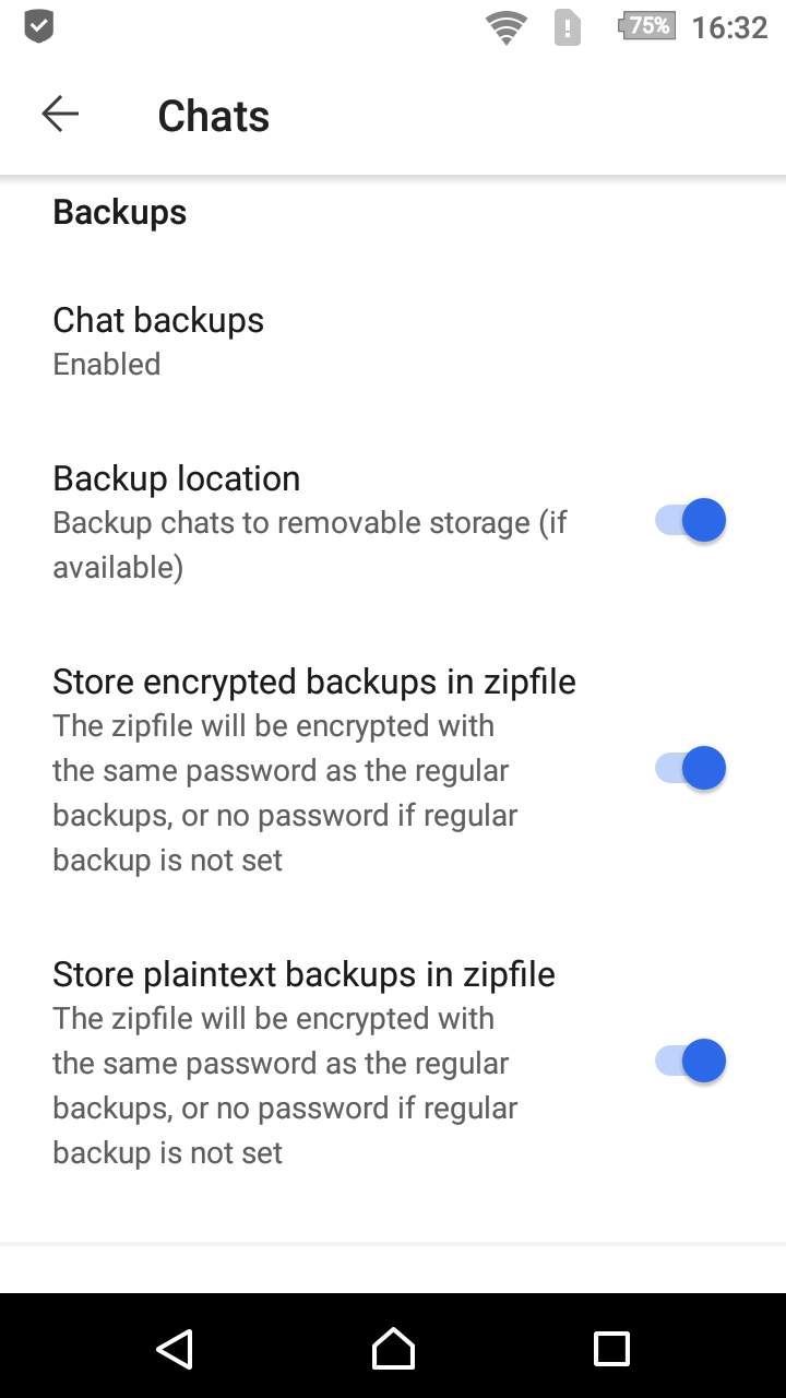 Signal backup options