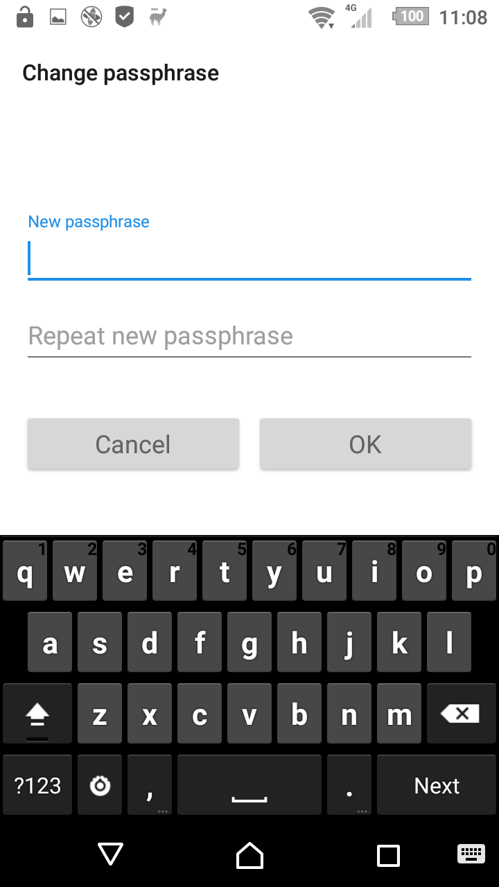 Signal passphrase