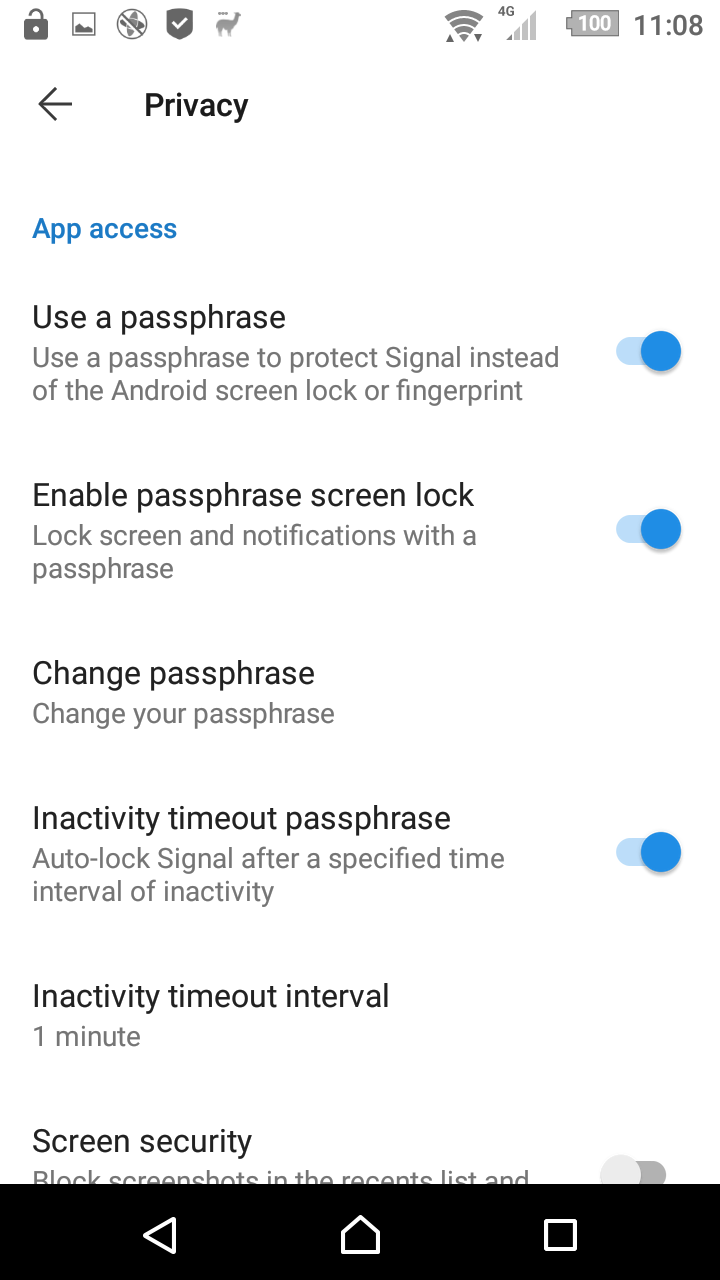 Signal passphrase