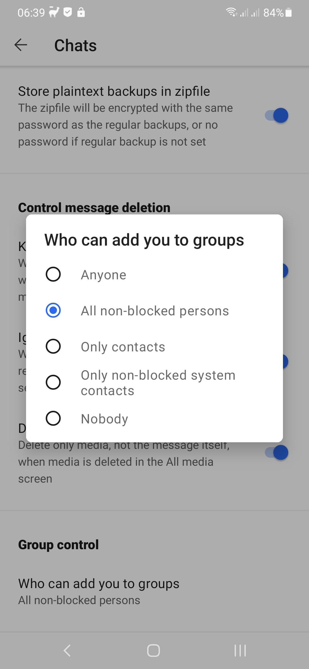 Signal group add options